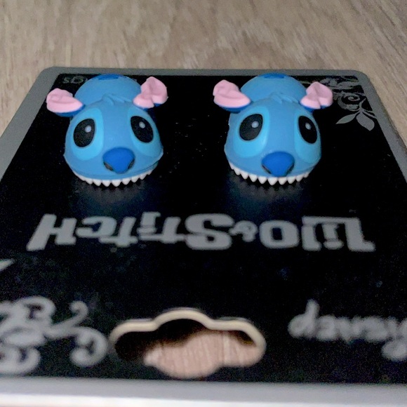 NWT Disney Lilo & Stitch Blue Stitch Biting Stud Earrings - Picture 3 of 4